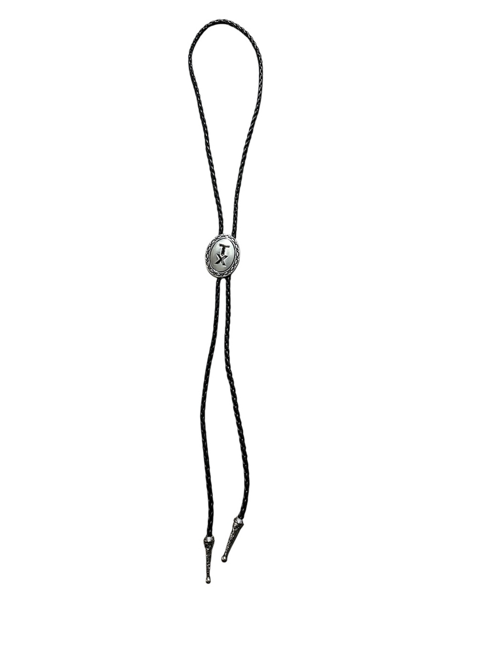 Black Braided Bolo Tie with Silver TX Concho - Picture 4 of 5